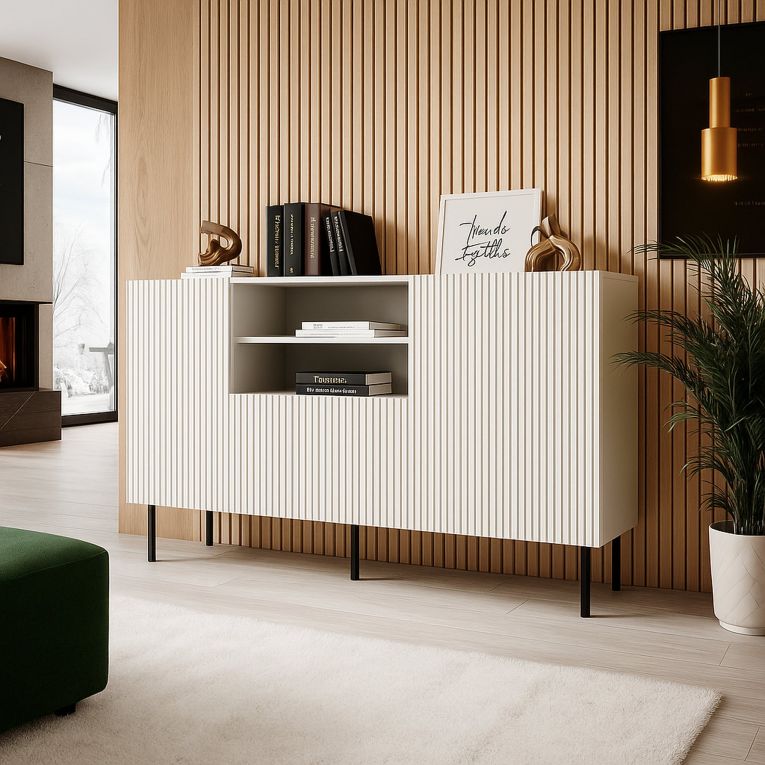 Credenza bianca 150x42x82h cm 2 ante e 1 cassetto - Malo