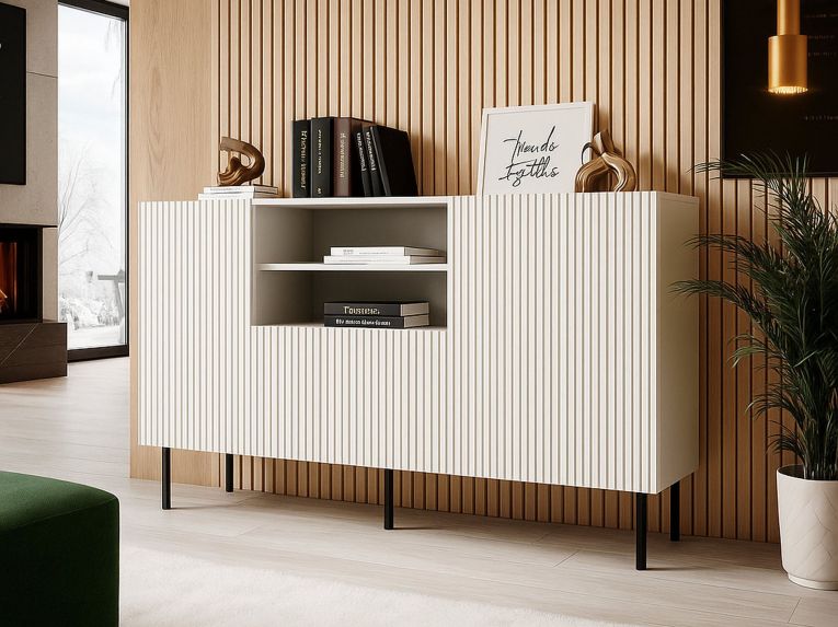 Credenza bianca 150x42x82h cm 2 ante e 1 cassetto - Malo