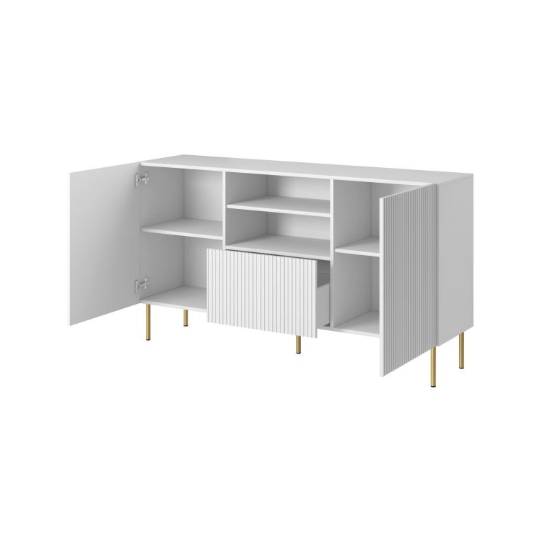 Credenza bianca 150x42x82h cm 2 ante e 1 cassetto - Stornara