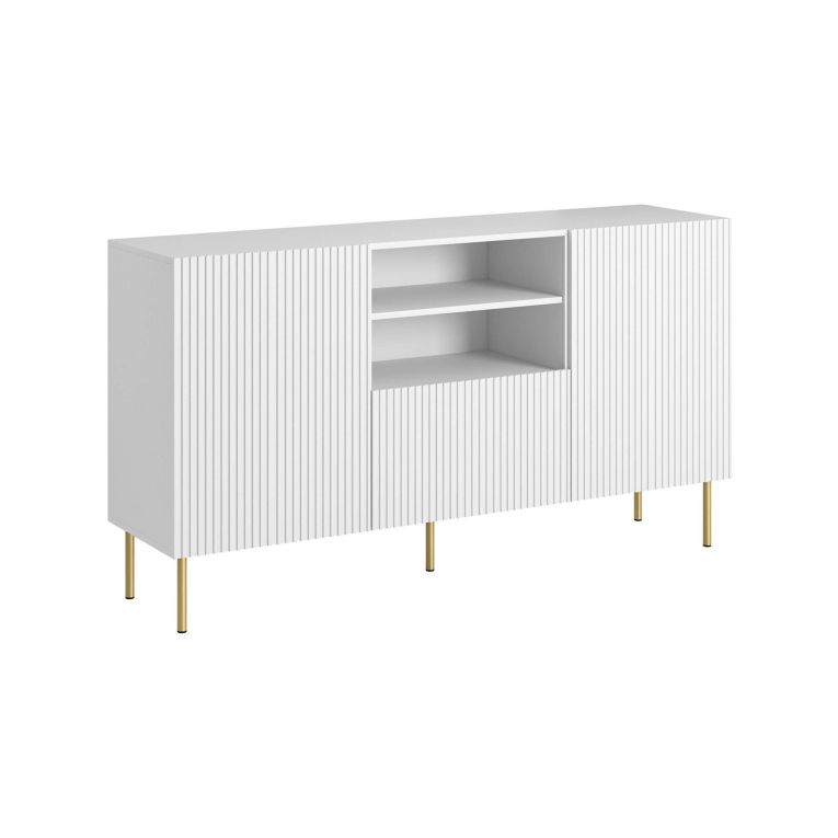 Credenza bianca 150x42x82h cm 2 ante e 1 cassetto - Stornara