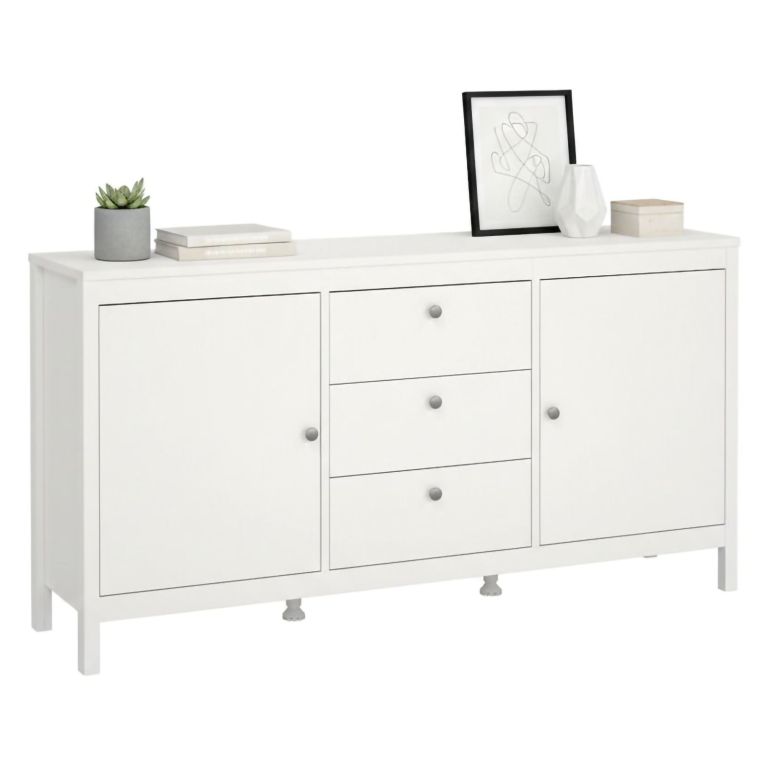 Credenza bianca 151x38x79h cm 2 ante e 3 cassetti - Whitney