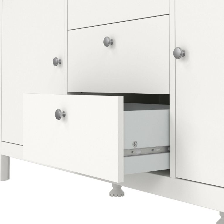 Credenza bianca 151x38x79h cm 2 ante e 3 cassetti - Whitney