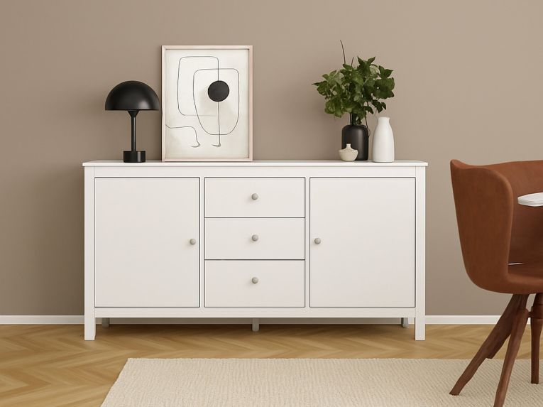 Credenza bianca 151x38x79h cm 2 ante e 3 cassetti - Whitney