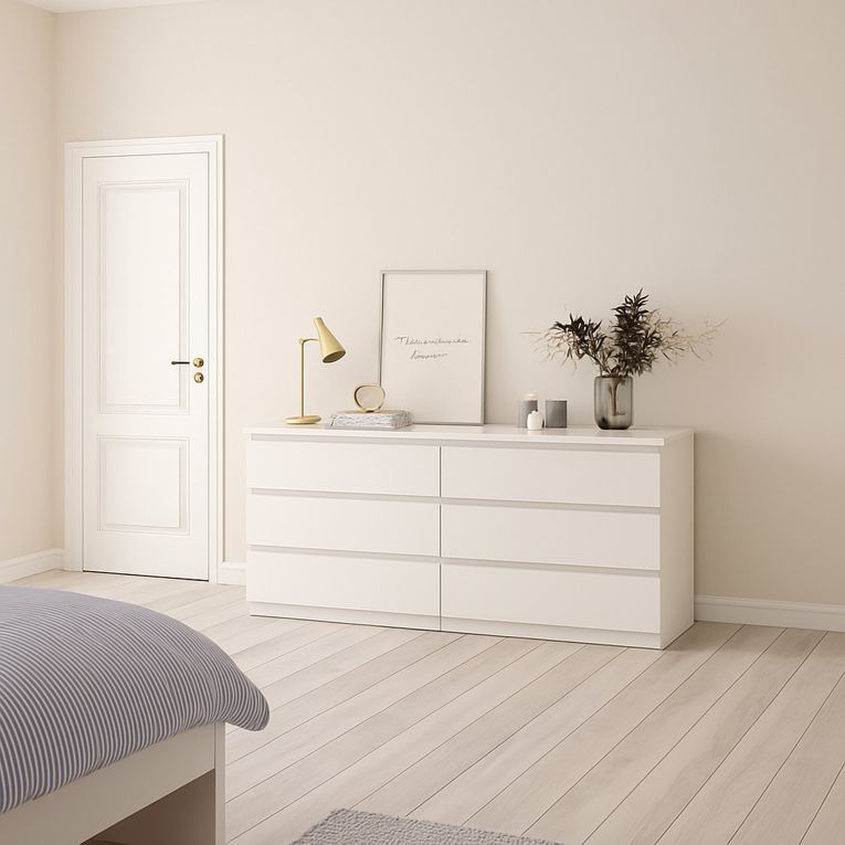 Credenza bianca 153x50x70h cm 6 cassetti - Abacadabra