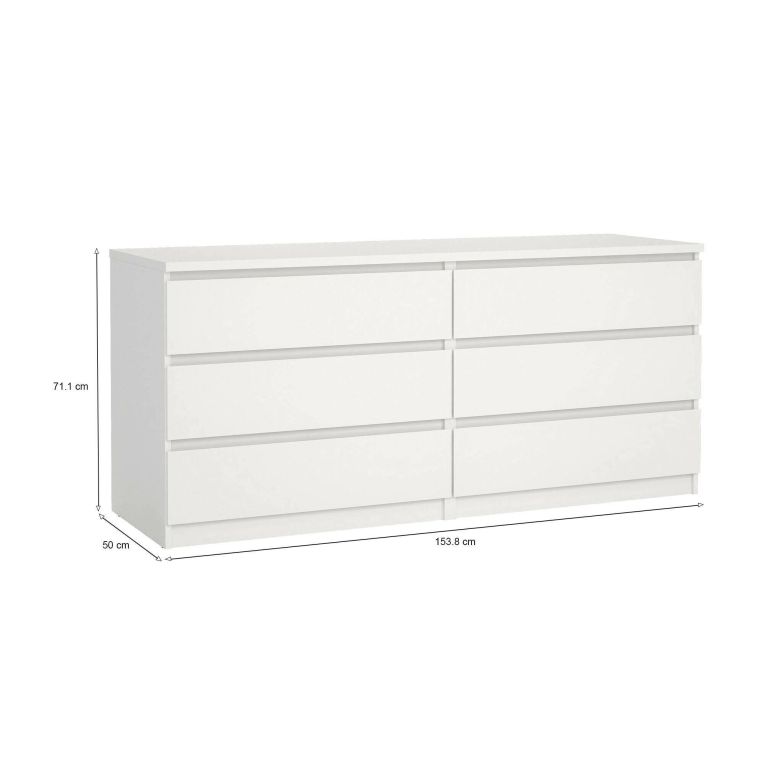 Credenza bianca 153x50x70h cm 6 cassetti - Abacadabra