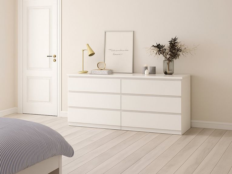 Credenza bianca 153x50x70h cm 6 cassetti - Abacadabra