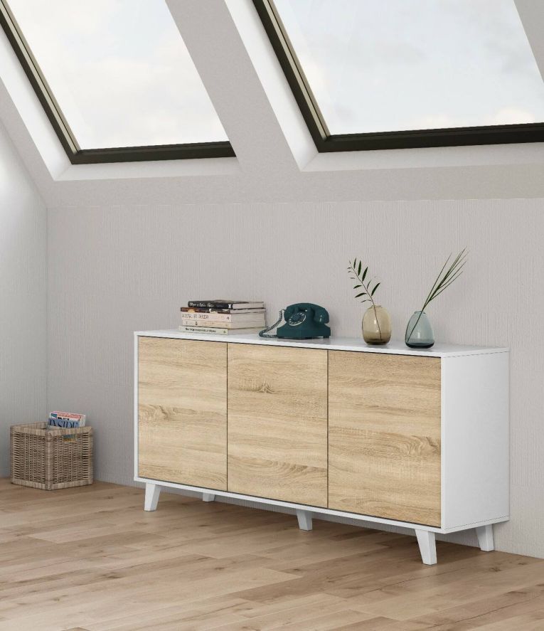 Credenza bianca 154x41x75h cm 3 ante - Acrolorum