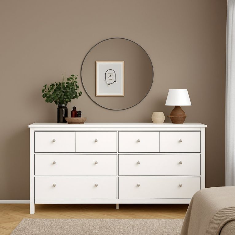 Credenza bianca 159x38x79h cm 8 cassetti - Kovsova