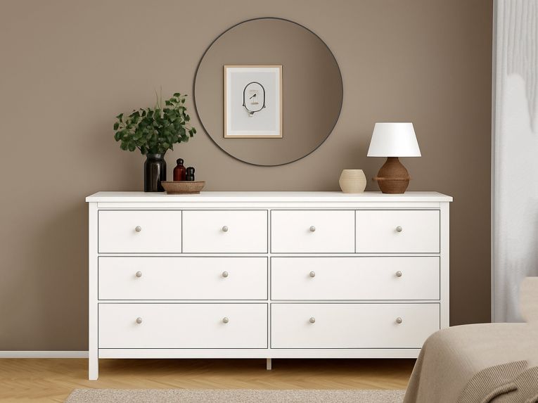 Credenza bianca 159x38x79h cm 8 cassetti - Kovsova