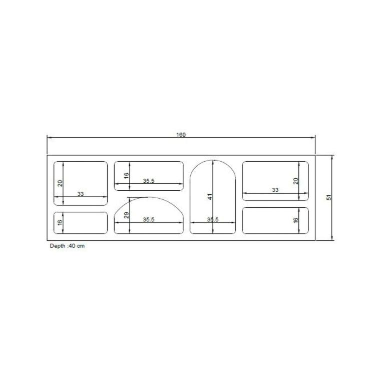 Credenza bianca 160x38x51h cm 7 vani - Arsenio