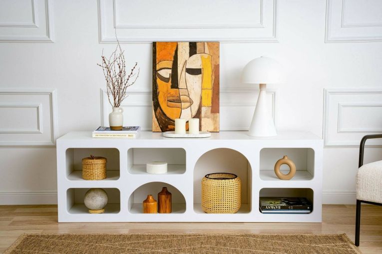 Credenza bianca 160x38x51h cm 7 vani - Arsenio