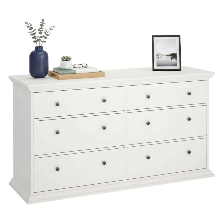 Credenza bianca 163x51x88h cm 6 cassetti - Hibaru