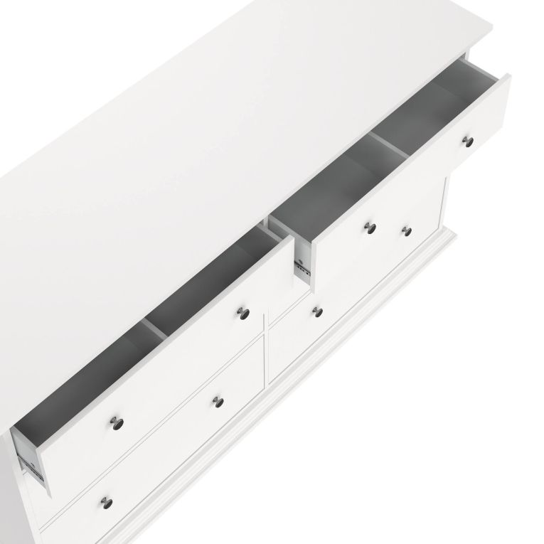 Credenza bianca 163x51x88h cm 6 cassetti - Hibaru