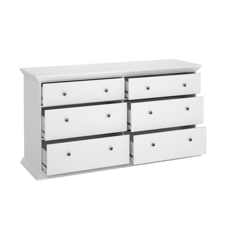 Credenza bianca 163x51x88h cm 6 cassetti - Hibaru