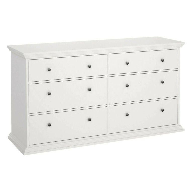 Credenza bianca 163x51x88h cm 6 cassetti - Hibaru