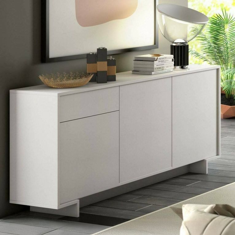 Credenza bianca 170x42x78h cm 3 ante e 1 cassetto - Aronne