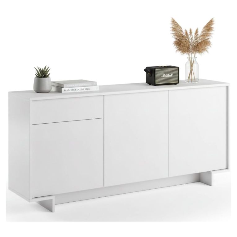 Credenza bianca 170x42x78h cm 3 ante e 1 cassetto - Aronne