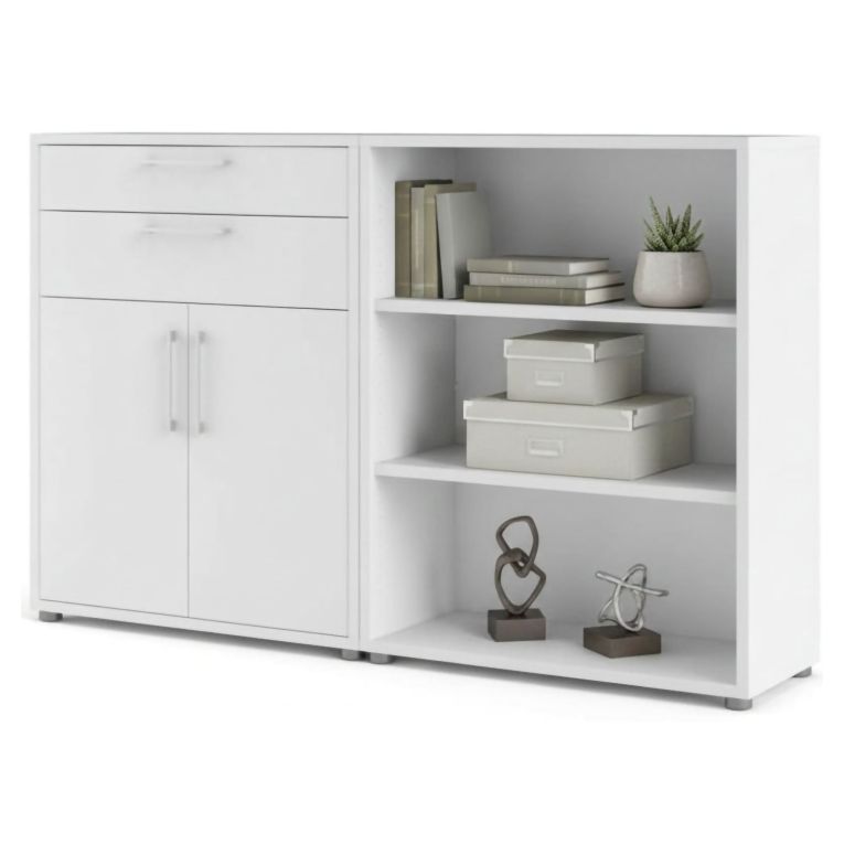 Credenza bianca 178x40x113h cm 2 ante e 2 cassetti - Albinea