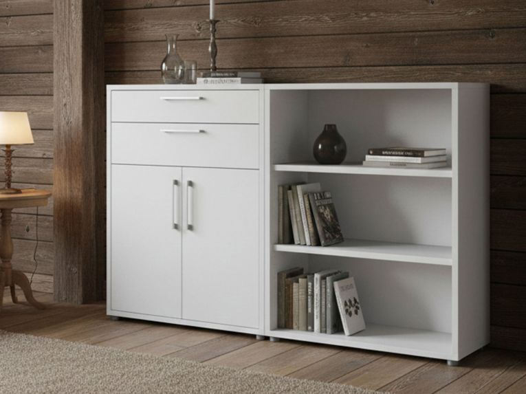 Credenza bianca 178x40x113h cm 2 ante e 2 cassetti - Albinea