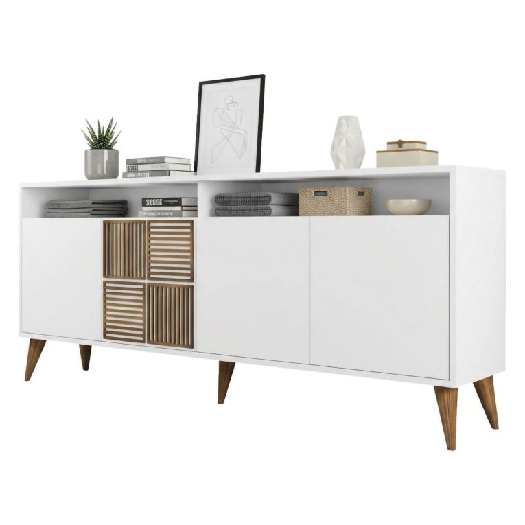 Credenza bianca 180x35x78h cm 4 ante - Benjamin