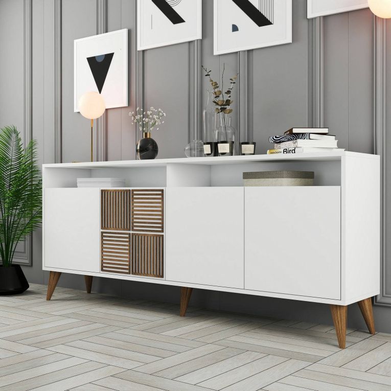 Credenza bianca 180x35x78h cm 4 ante - Benjamin