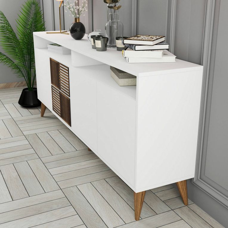 Credenza bianca 180x35x78h cm 4 ante - Benjamin