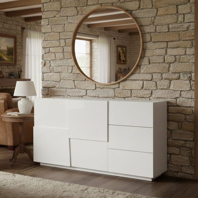 Credenza bianca 180x44x86h cm 2 ante e 3 cassetti - Avelignese