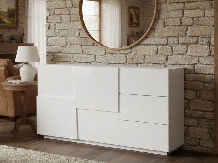 Credenza bianca 180x44x86h cm 2 ante e 3 cassetti - Avelignese
