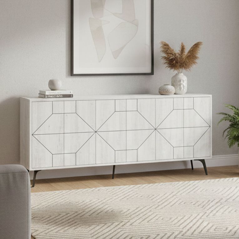 Credenza bianca 184x35x77h cm 4 ante - Earl