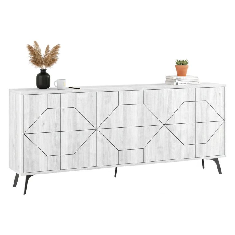 Credenza bianca 184x35x77h cm 4 ante - Earl