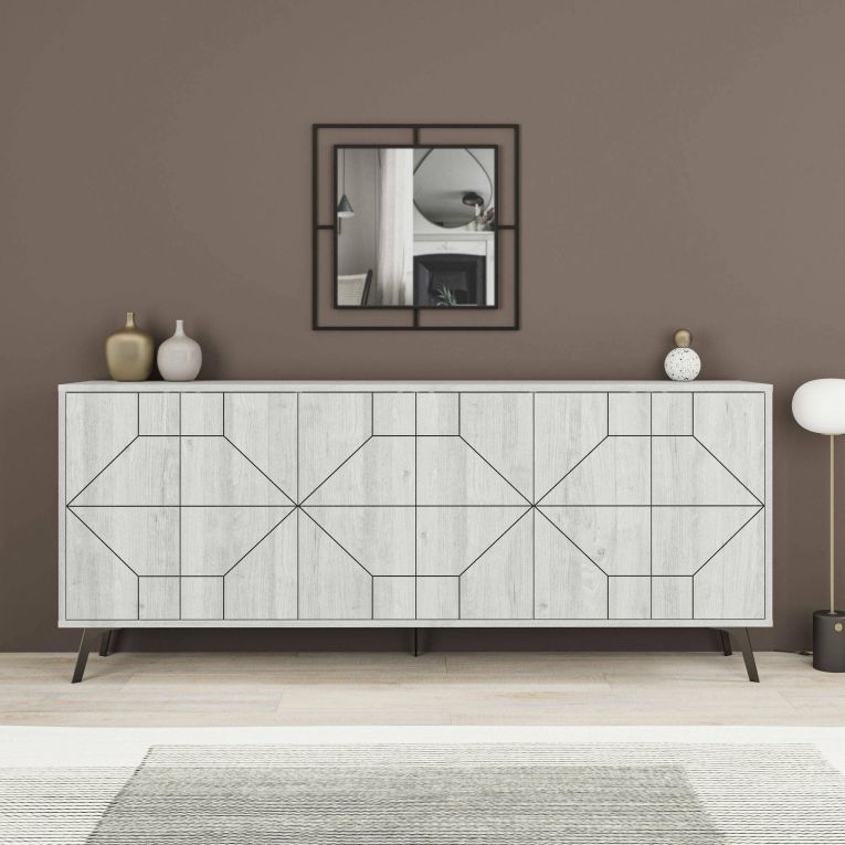 Credenza bianca 184x35x77h cm 4 ante - Earl