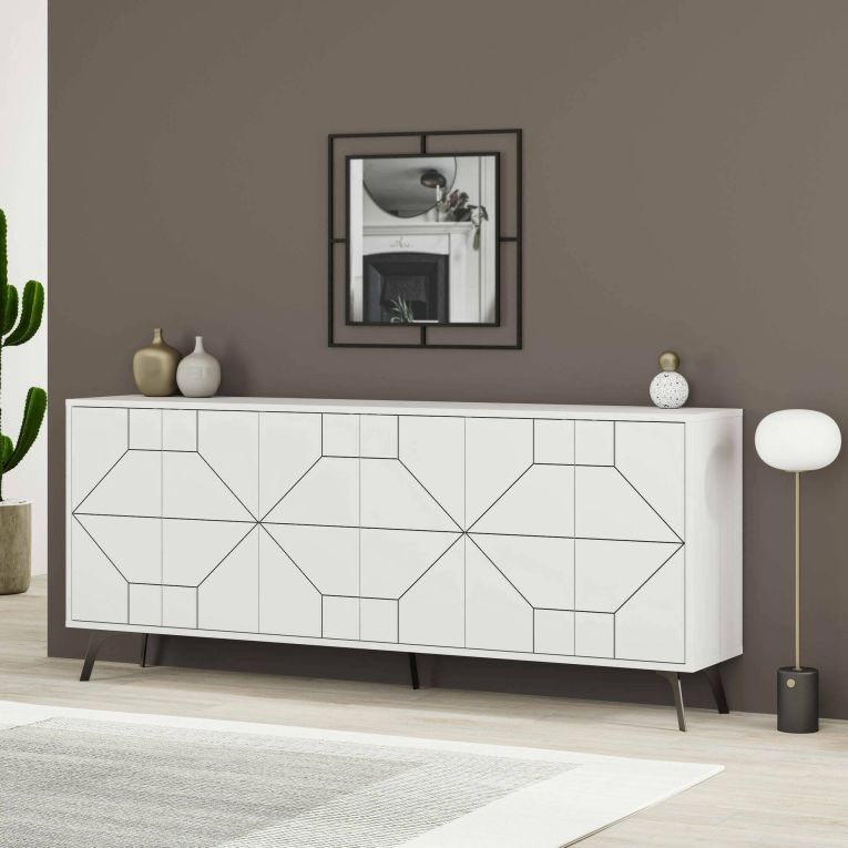 Credenza bianca 184x35x77h cm 6 ante - Africo