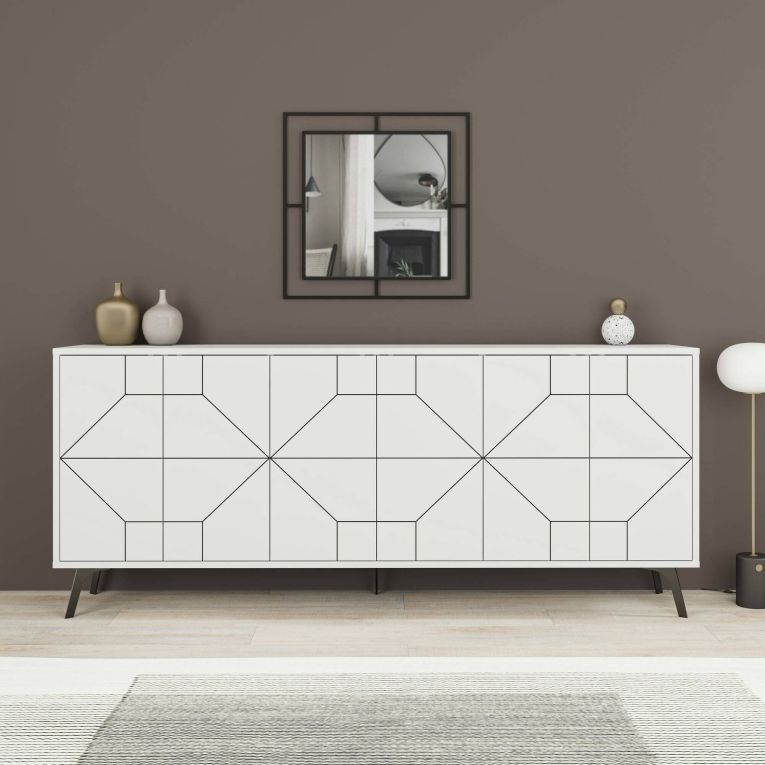Credenza bianca 184x35x77h cm 6 ante - Africo