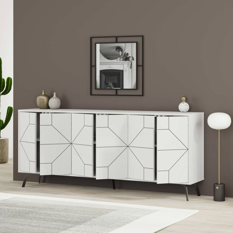 Credenza bianca 184x35x77h cm 6 ante - Africo