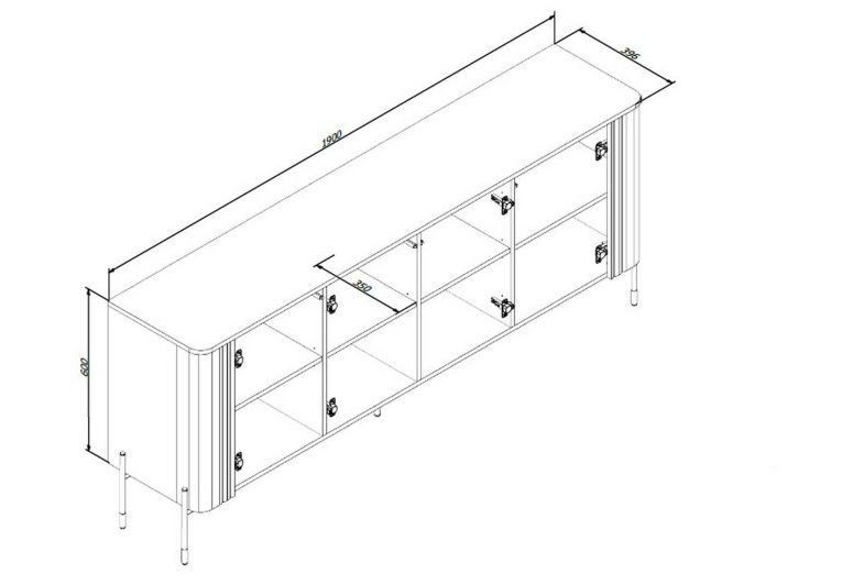 Credenza bianca 190x39x80h cm 4 ante - Laion