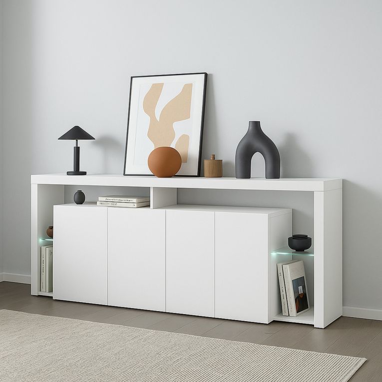 Credenza bianca 200x40x80h cm 3 ante - Andaleiv