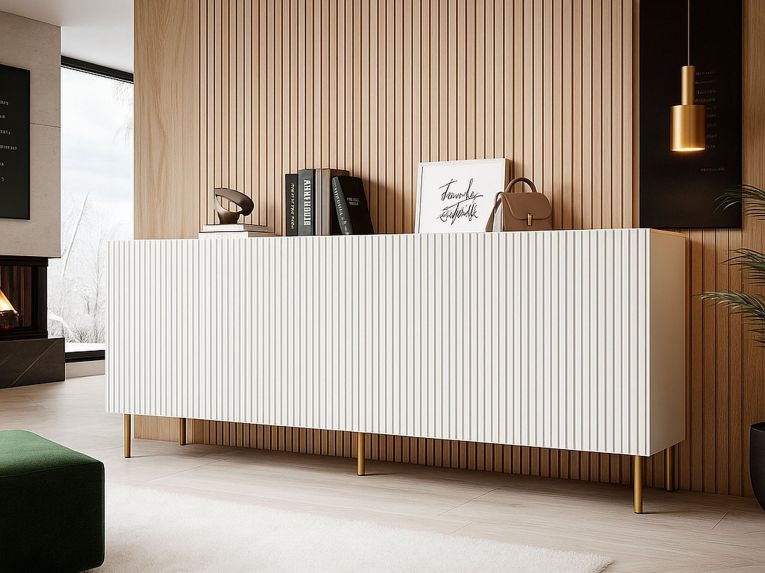 Credenza bianca 200x42x82h cm 4 ante - Londa