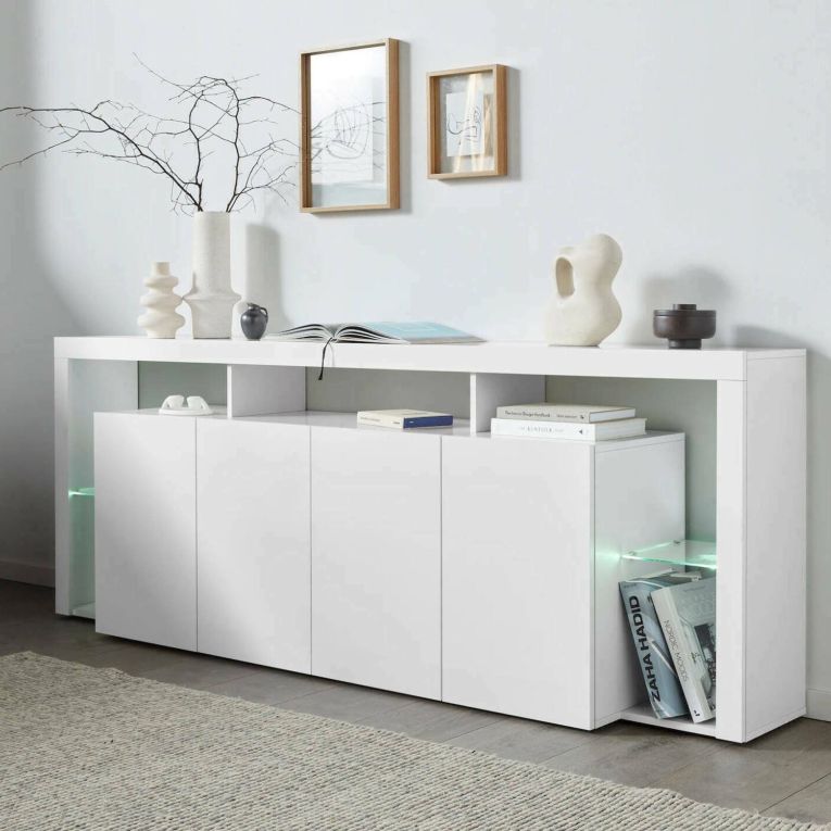 Credenza bianca 220x40x80h cm 4 ante - Atak