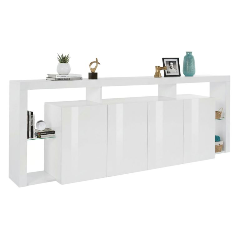 Credenza bianca 220x40x80h cm 4 ante - Atak