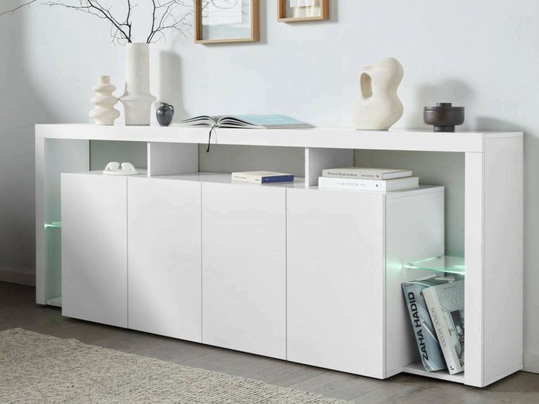 Credenza bianca 220x40x80h cm 4 ante - Atak