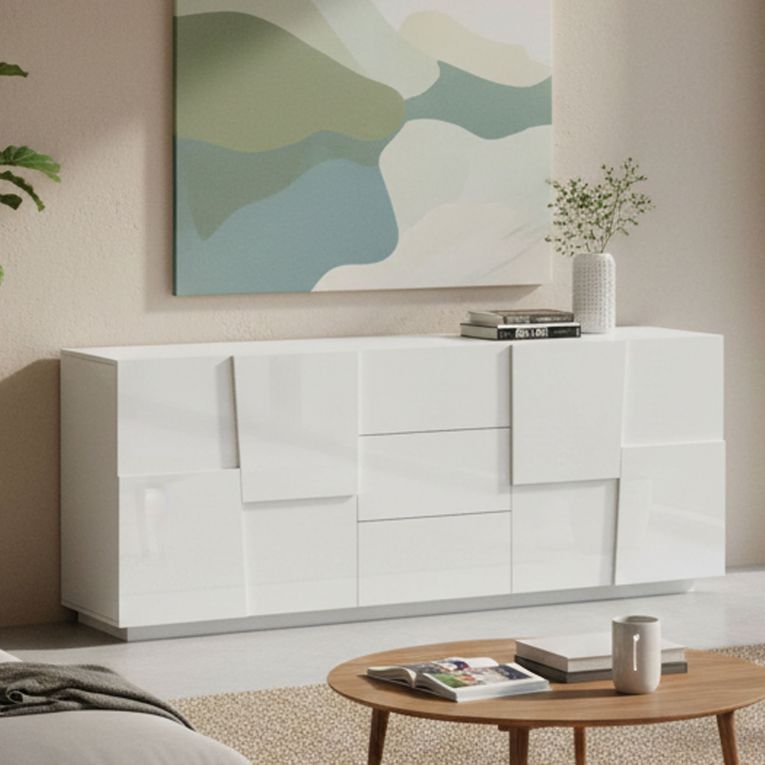 Credenza bianca 220x44x86h cm 4 ante e 3 cassetti - Astel