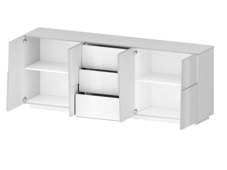 Credenza bianca 220x44x86h cm 4 ante e 3 cassetti - Astel
