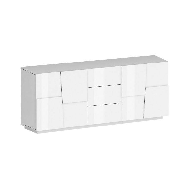 Credenza bianca 220x44x86h cm 4 ante e 3 cassetti - Astel