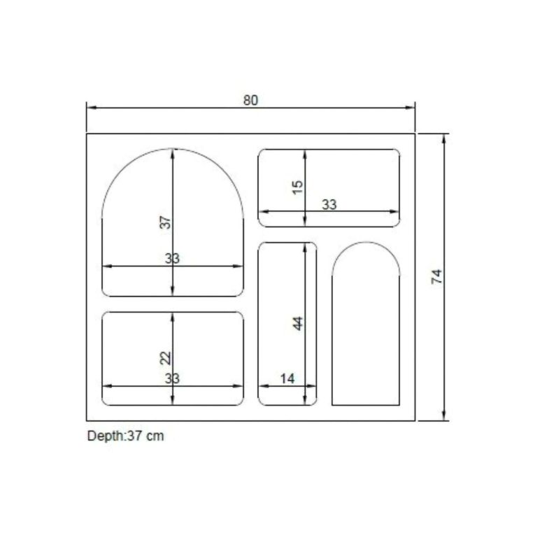 Credenza bianca 80x35x74h cm 4 vani - Arsenio