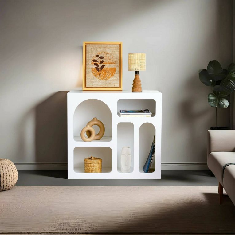 Credenza bianca 80x35x74h cm 4 vani - Arsenio