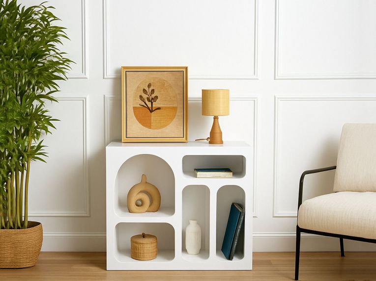Credenza bianca 80x35x74h cm 4 vani - Arsenio