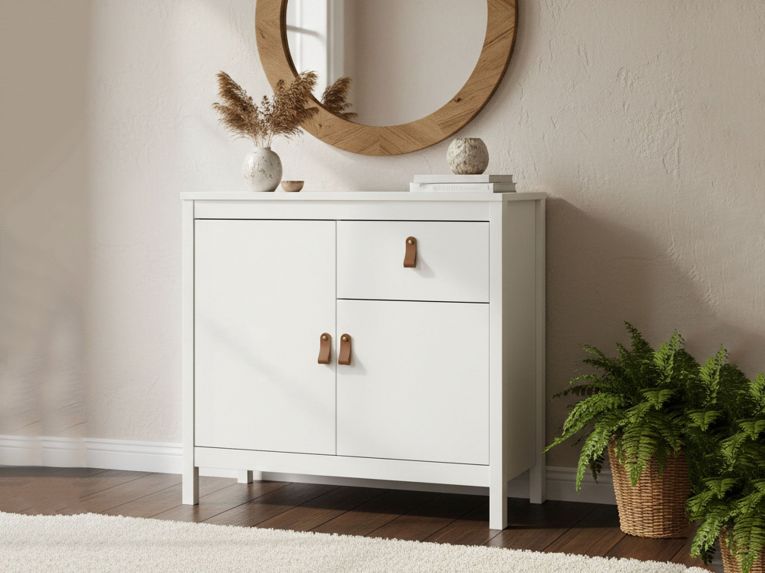 Credenza bianca 82x38x79h cm 2 ante e 1 cassetto - Romagna