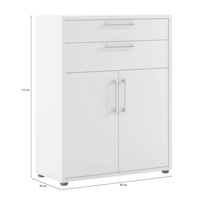 Credenza bianca 89x40x113h cm 2 ante e 2 cassetti - Agra