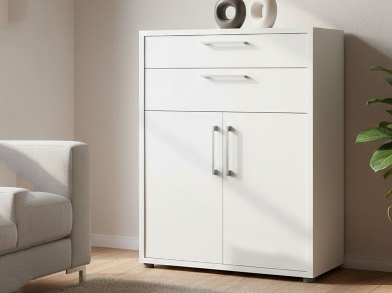 Credenza bianca 89x40x113h cm 2 ante e 2 cassetti - Agra
