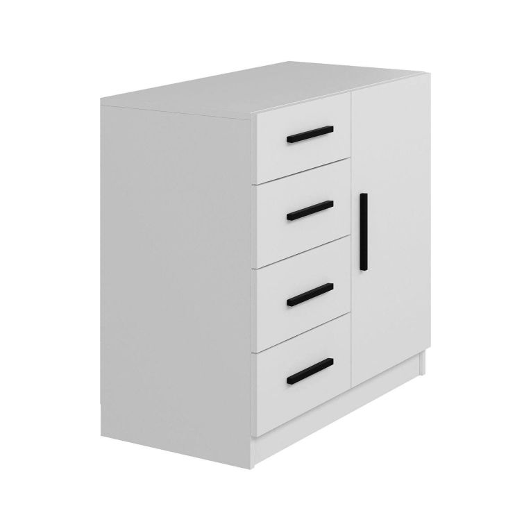 Credenza bianca 90x47x85h cm 1 anta e 4 cassetti - Neoguri